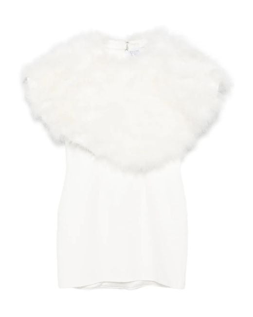 GIUSEPPE DI MORABITO White Kleid mit Federn