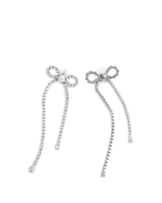 Self-Portrait White Crystal Bow Earrings