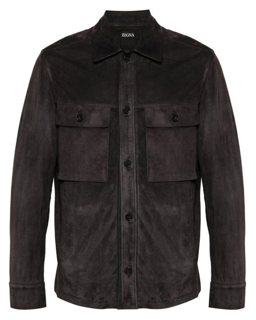 Zegna Black Zip-up Shirt Jacket for men