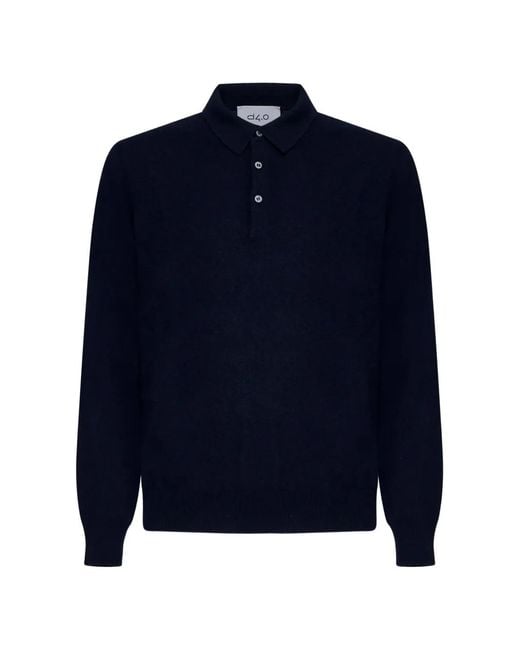 D4.0 Blue Polo-Collar Sweater for men