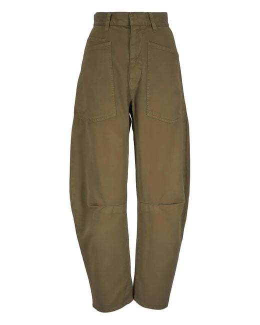 Nili Lotan Green Patch-Pocket Jeans
