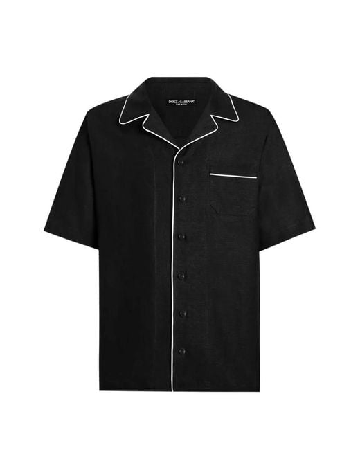 Dolce & Gabbana Black Piping-Detail Chest-Pocket Shirt for men