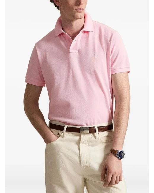 Polo Ralph Lauren Pink Logo-Embroidered Piqué-Knit Polo Shirt for men