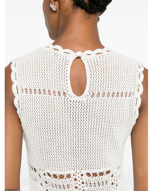 Erdem White Crochet-Knit Flared Dress