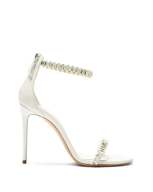 Casadei White Julia Heaven Strass-Embellished Sandals