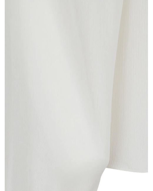 Alberta Ferretti White Ruffled Pleated Blouse