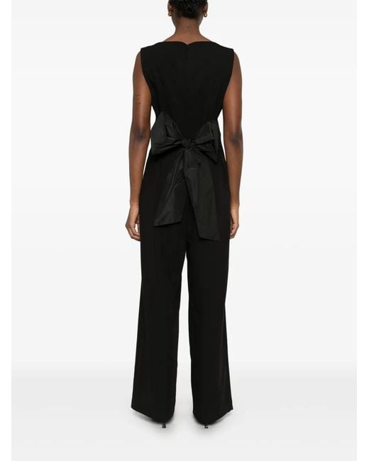 Herno Black Back Strapless Jumpsuit With Bow On The Back