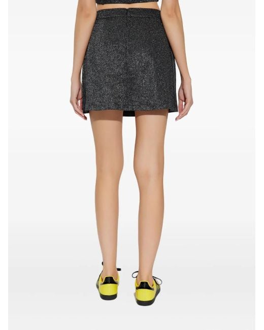 Adidas Gray Lurex Stripe-Detail Mini Skirt
