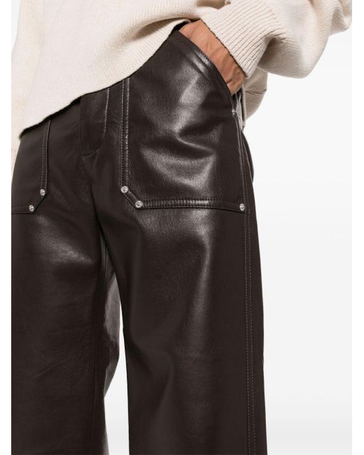 Pantalon en cuir artificiel à coupe droite Nanushka pour homme en coloris Black
