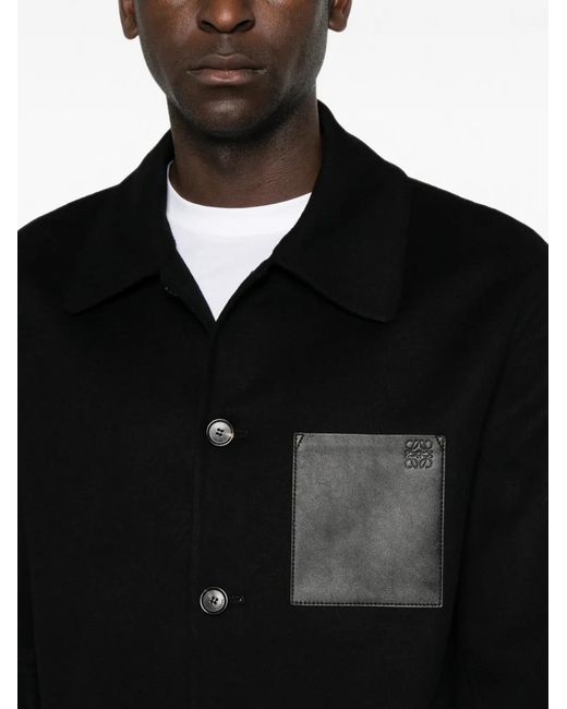 Loewe Black Leather-Patch Jacket for men