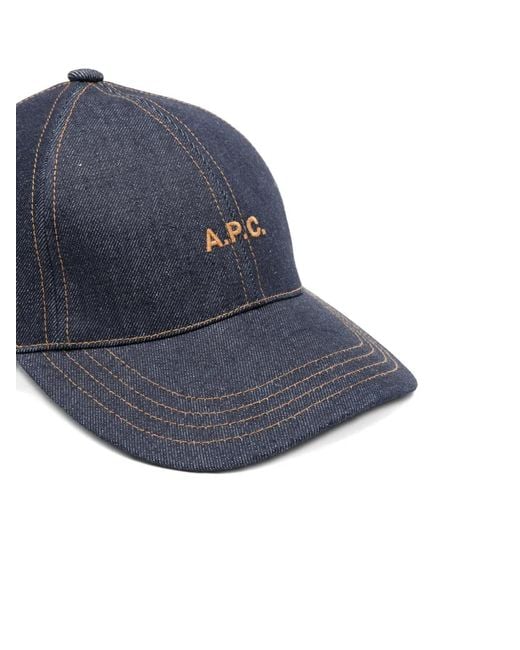 A.P.C. Blue Thais Topstitch Baseball Cap