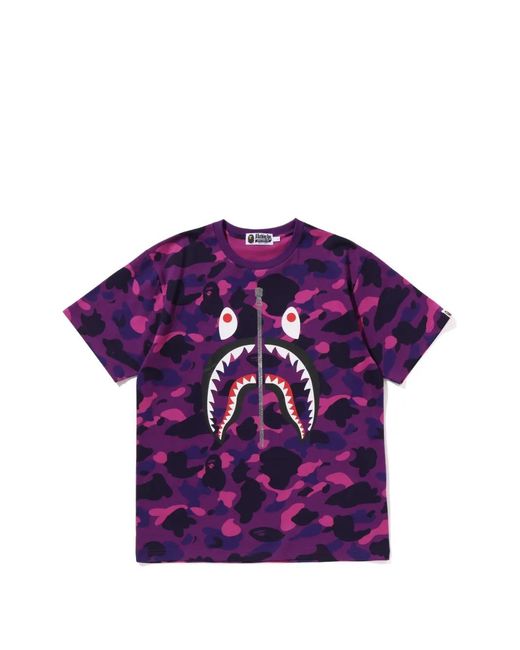 A Bathing Ape Purple Shark Camouflage-Print T-Shirt for men