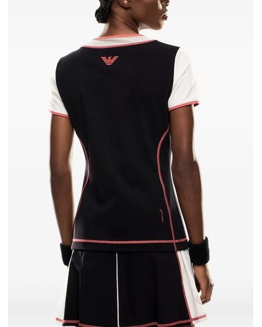 EA7 Black Colour-Block Panelled T-Shirt