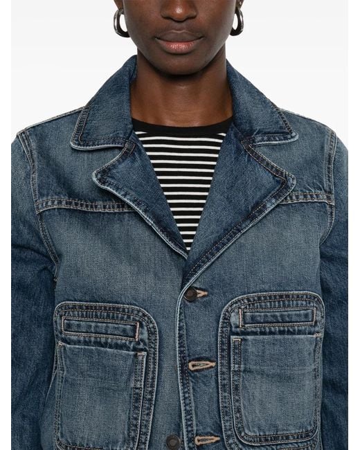 Nili Lotan Blue Patch-Pocket Denim Jacket