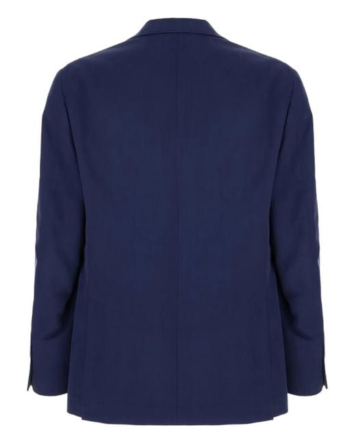 Brunello Cucinelli Blue Single-Breasted Silk Jacket for men