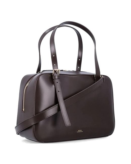A.P.C. Black Virginie Leather Box Bag