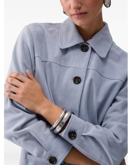 Liu Jo Blue Button Suede Jacket