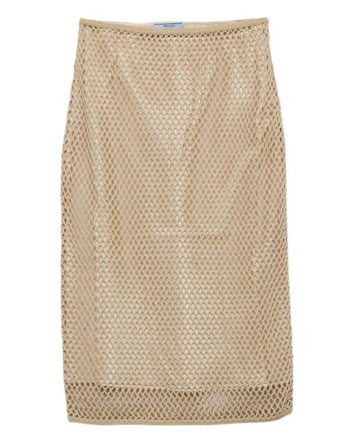 Prada Natural Cotton Midi Skirt