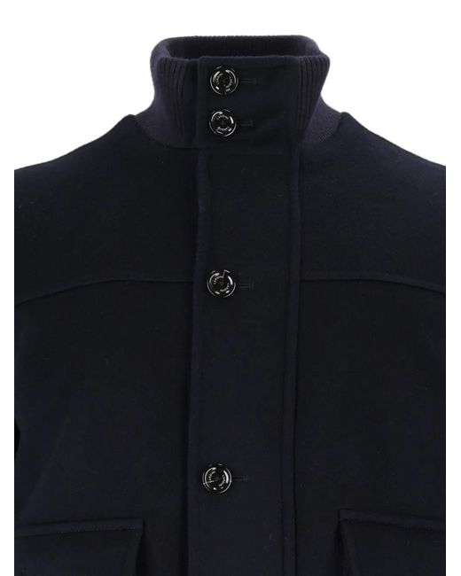 Lardini Blue Button-Fastening Ribbed-Trim Jacket for men
