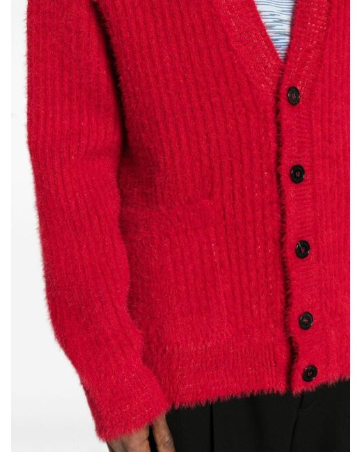 Missoni Red Ribbed-knit Brushed Cardigan for men
