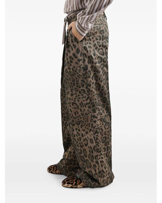 Dolce & Gabbana Natural Leopard-Print Trousers for men