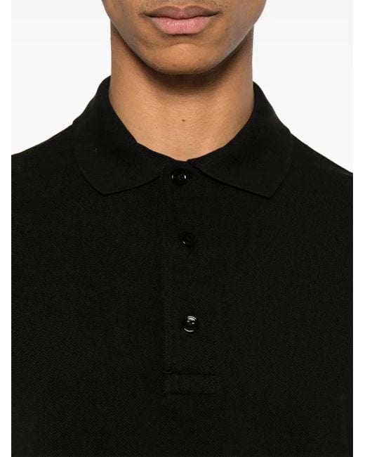 Tom Ford Black Classic Pique Polo With Textured Finish for men