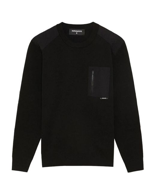 Patrizia Pepe Black Pocket-Patch Sweaters for men