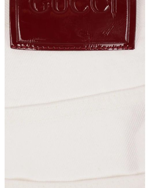 Gucci White Logo-Patch Bootcut Jeans