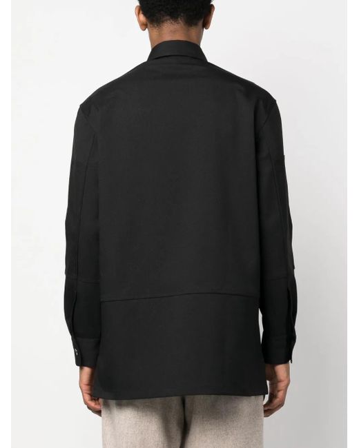 Jil Sander Black Pointed-Collar Button-Up Shirt for men