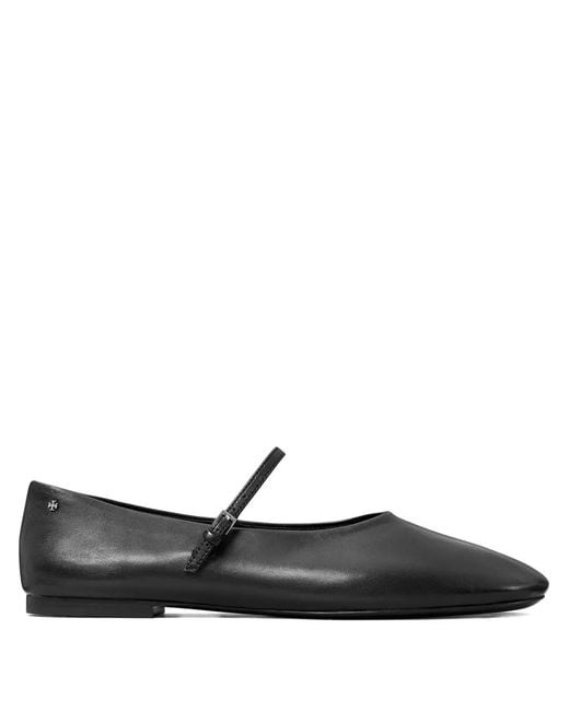 Tory Burch Black Buckle-Strap Ballet Flats