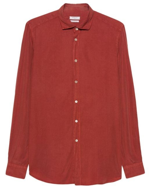 Boglioli Red Long-sleeve Tonal Stitching Shirt for men