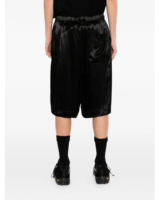 Ann Demeulemeester Black Drawstring Satin Shorts for men