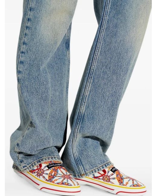 Dolce & Gabbana Red Carretto-Print Dg Sailing Sneakers
