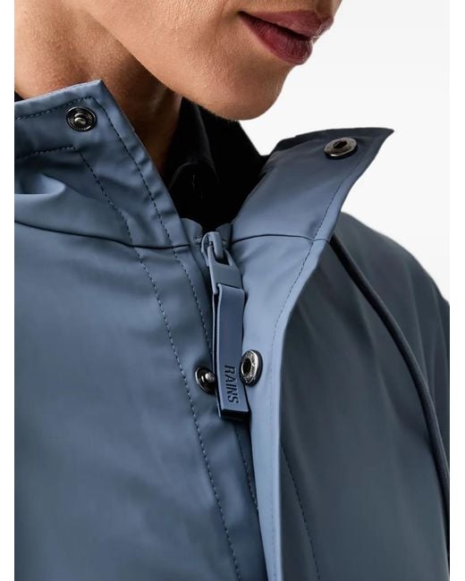 Rains Blue Hooded Fishtail Coats