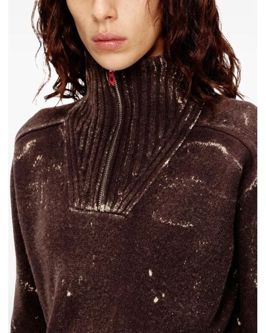 DIESEL Brown M-Marcelle Zipped Turtleneck Midi Dress