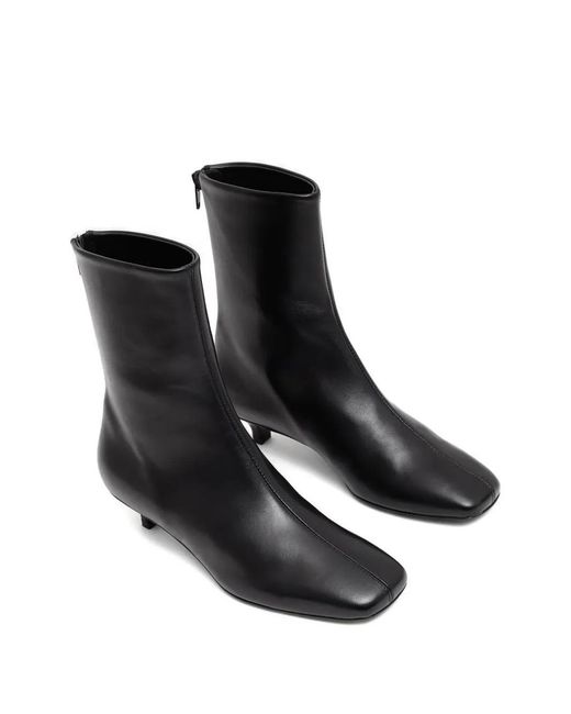 Totême Black Rear-Zip Square-Toe Boots