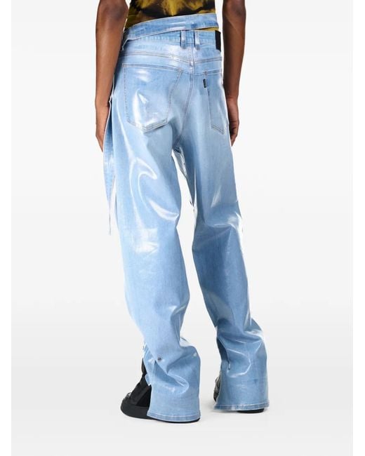 OTTOLINGER Blue Distressed Metallic-Effect Jeans