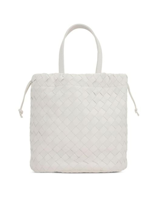 Bottega Veneta White Small Castello Bucket Bag
