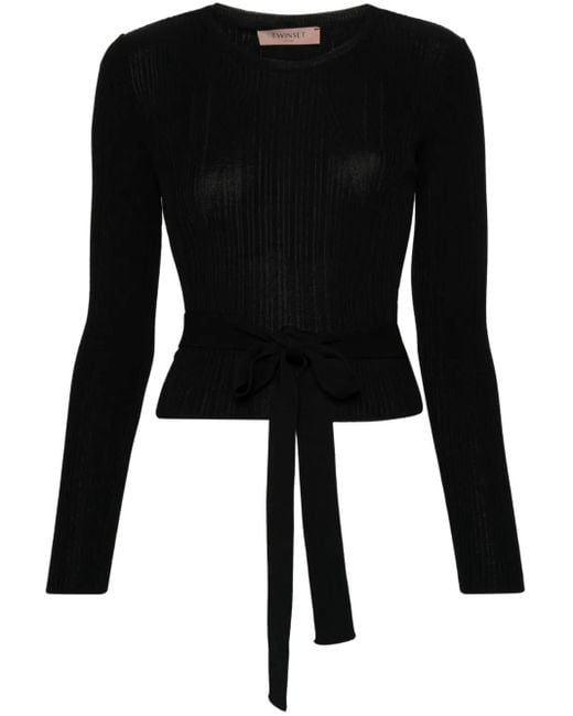 Twinset リボンディテール トップ Black