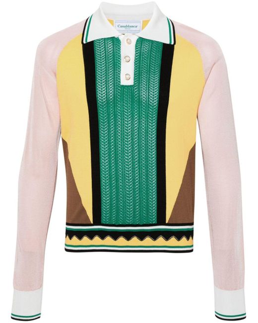 Casablancabrand Poloshirt in Colour-Block-Optik in Green für Herren