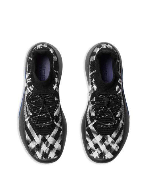 Burberry Blue Check Knit Neptune Sneakers