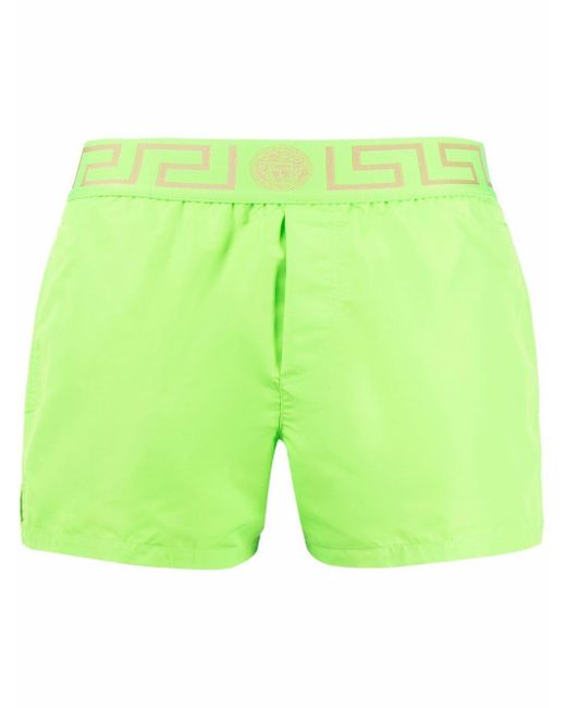 Versace Green Greca Logo Swim Shorts for men