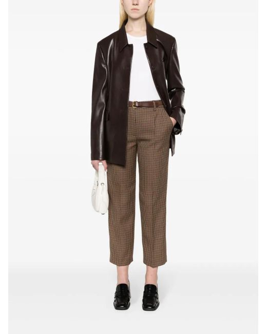 Prada Brown Houndstooth-Check Wool Trousers