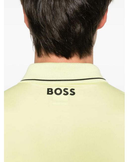 Boss Yellow Logo-Embroidered Polo Shirt for men