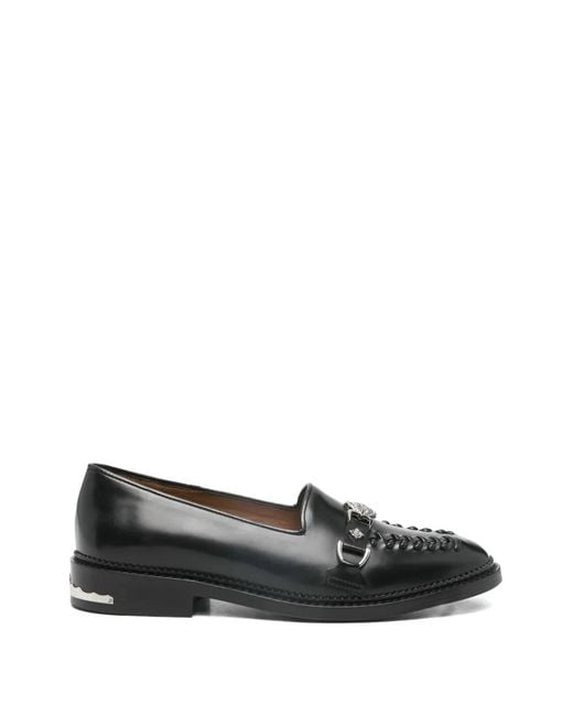 Toga Virilis Black Braided-Detail Leather Loafers for men