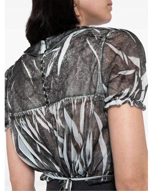 Maison Margiela Black Zebra-Print Short-Sleeve Bodysuit