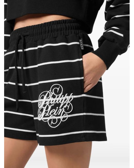 Philipp Plein Black Striped Shorts