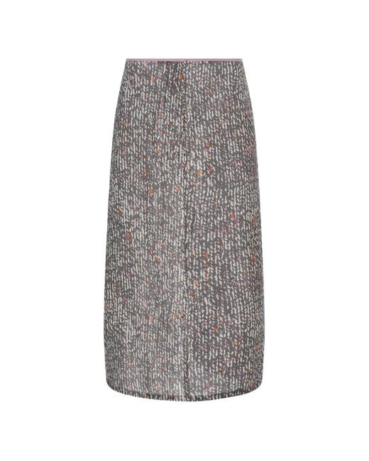 6397 Gray Printed Midi Skirt