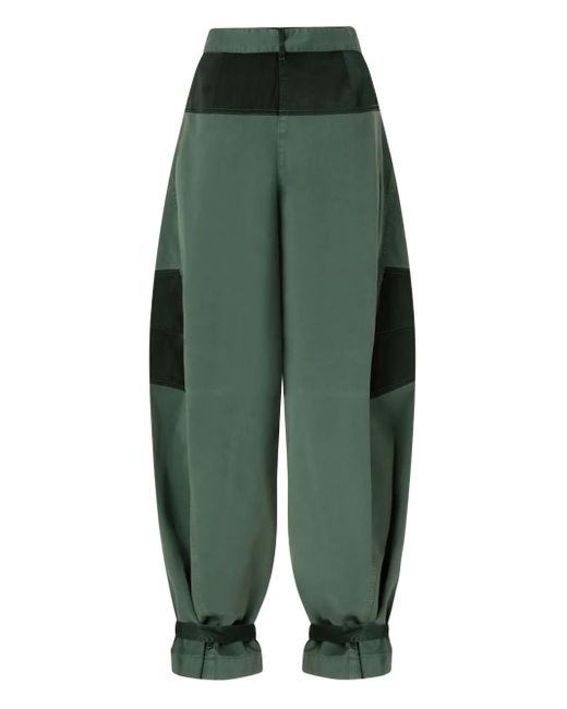 Pinko Green Utility Trousers With Contrasting Inserts