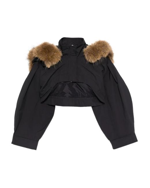 Ganni Black Fur-Trim Jacket